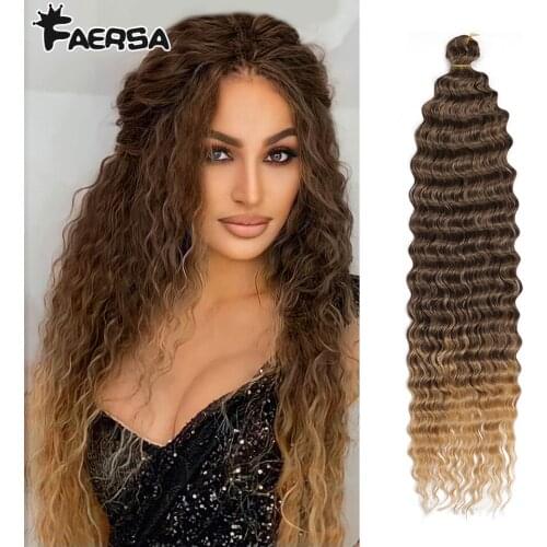 Deep Wave Twist Crochet Hair Natural Synthetic Afro Curls Crochet Braids Ombre Braiding Hair Extensions For Women Low Tempreture