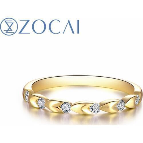 ZOCAI New Design Engagement Rings Yellow 18K gold(Au750) Natural 0.12 CT certified Diamond Gift Ring JBQ00351A