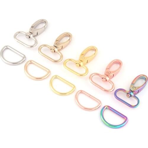 1"(25mm) Rainbow Metal Swivel Claw Clasps,Dog Collar Slide D Rings Adjuster Purse Buckle Backpack Webbing Handbag Hardware DIY