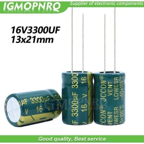 10PCS 16V3300UF 13*21mm igmopnrq Aluminum electrolytic capacitor high frequent low impedance 13x21mm