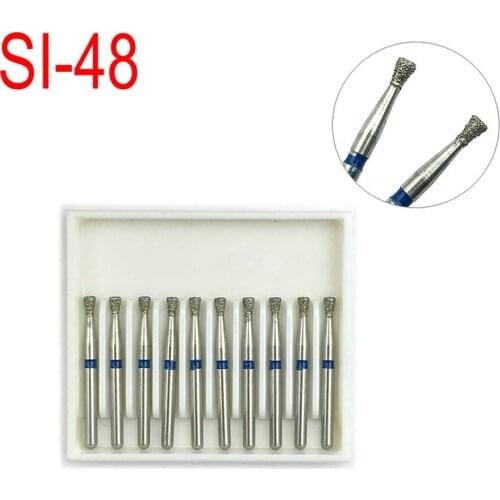 10pcs Dental Diamond Bur Drill Dental Polishing Smoothing Drill Single Inverted Cone Type Teeth Whitening Tool SI-48