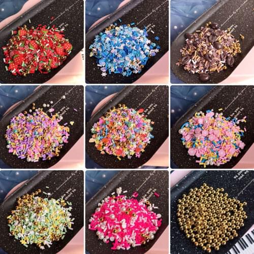 100g Fruit Shell Lemon Star Mixed Crystal Pearl Beads Polymer Hot Clay Sprinkles for Slimes Filler Tiny Cute DIY Sequin Crafts