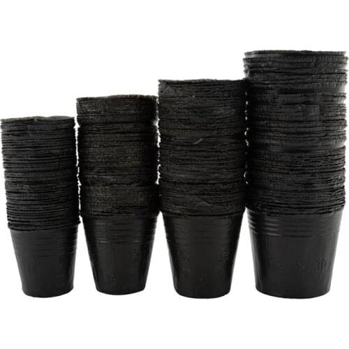 100PCS Plastic Seedlings Pots Black Plant Growthing Pot Not Coated Garden Planter Container Home Yard Decoration