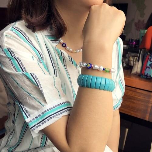 2021 New Turquoise Beads Bohemian Bracelets For Women Fashion Heart Round Beaded Chain Boho Bracelet Jewelry Joalheria Turquesa