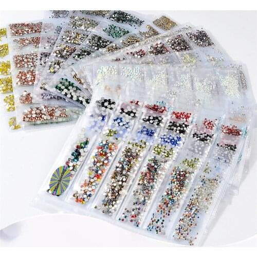 3D Nail Art Rhinestone 1304Pcs/Bag Mix Sizes 20 Colors Flat Bottom Nail Dryer DIY Nail Decorations Art Tools NEW