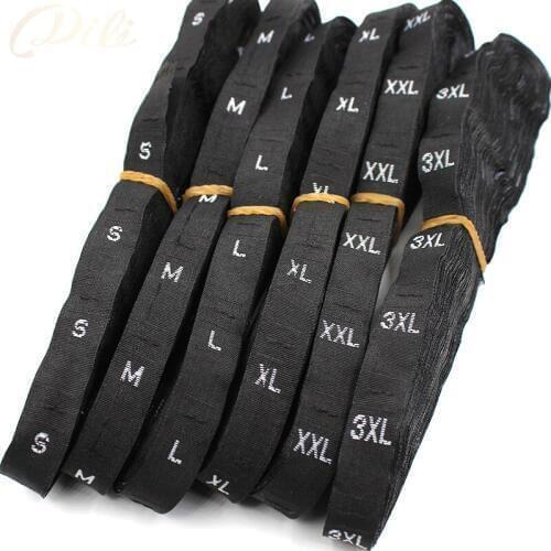 500 pcs/lot garment size label white black clothing size label XS-6XL woven clothing care label free shipping