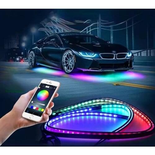 6PCS Car Underglow LED Lights Strip 12V Led Strip Lights with Dream Color Chasing Bluetooth APP Control Underbody Lights Kits