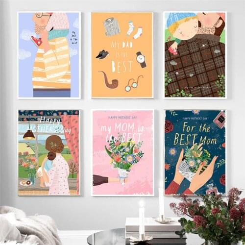 Nordic watercolor Canvas Paintings Wall Art Pictures Poster on Canvas Fathers day and Mothers Day Gift Living Room Home Decor