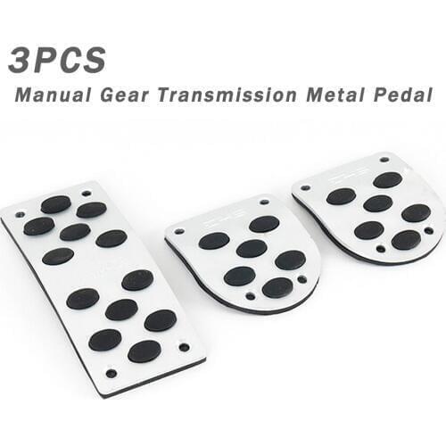 Car Manual Gear Transmission Metal Pedal Silver Tone Black Car Brake Pedals Pads Non-Slip Covers 3PCS