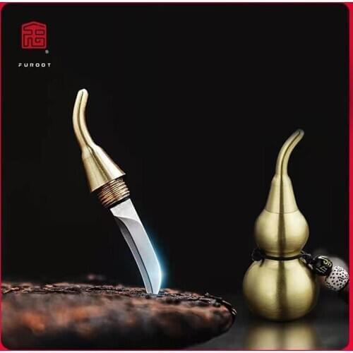 Key Chain Beautiful Gourd Keychain Lucky Copper Mini Knife Set Key Rings for Good Luck Lucky Note Inside Cute Good Quality Brass