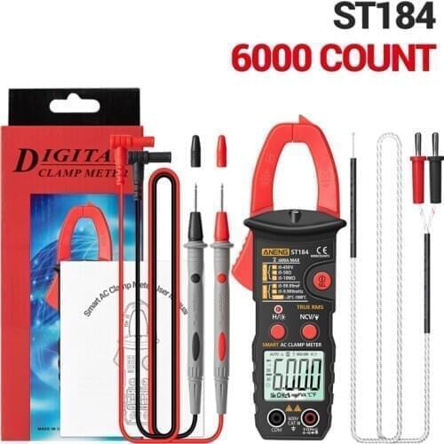 ST184 Digital Multimeter Clamp Meter True RMS 6000 Counts Temperature Measuring Testers AC/DC Voltage AC Current Ohm