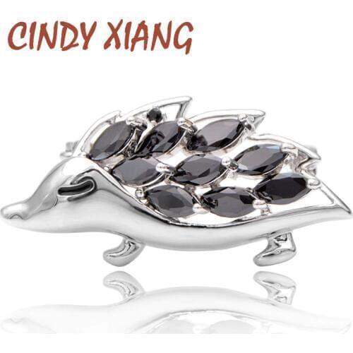 CINDY XIANG New Arrival Zirconia Hedgehog Collar Pin For Women And Men Unisex Fashion Copper Brooch Animal Design Kids Gift
