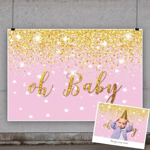 Gold Pink Spotted Theme Baby Show Background Girl Birthday Party Decorative Photography Studio Photo Kids Custom Vinyl Backdrop