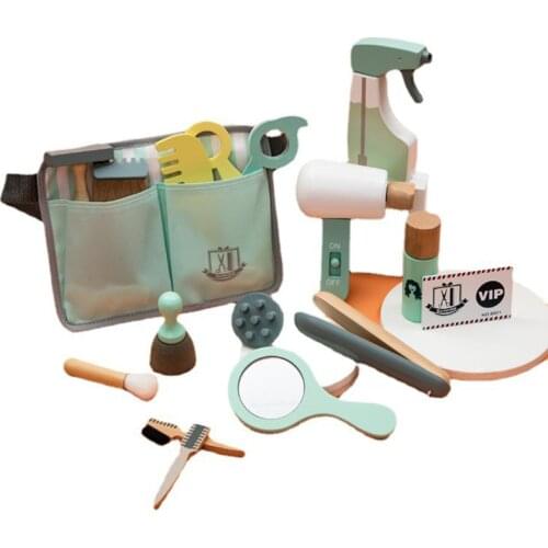 Children Pretend Play Makeup Barber Game Toy Hair Dryer Scissors Girl Play House Haircut Hair Stylist Girl Kids Makeup Toys Set