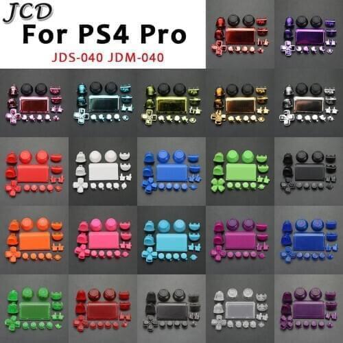 JCD Plastic & Chrome Joysticks D-pad R1 L1 R2 L2 full set Direction Key ABXY Buttons For Sony PS4 Pro JDS-040 JDM-040 Controller