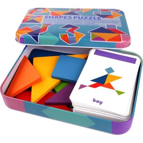 Creative Wooden Tangram Jigsaw Toy Training Puzzle Cognitive Children Early Education Toy