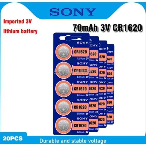 20pcs For Sony CR1620 Button Battery ECR1620 DL1620 5009LC Cell Coin Lithium Battery 3V CR 1620 For Watch Electronic Toy Remote