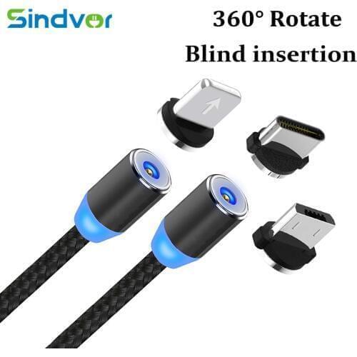 Magnetic Micro USB Cable For iPhone 7 X 11 Charger Cord Magnet Type C Cable 1M USB C Fast Charging For Samsung S9 Plus iPad Pro