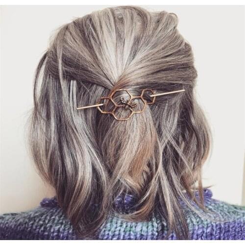 Mini Hollow Brass Honeycomb Hair Clip Bun Pin Hairpin Bridesmaid Gift Ponytail Holder Hair Barrette Jewelry Bee Hair Slide LK39F
