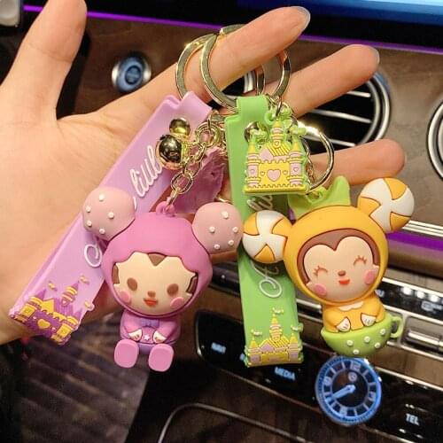 Cartoon Silicone Little Mouse Doll Keychain Creative Cute Animal Castle Pendant Keyring Women Kids Bag Charm Key Chains Gifts