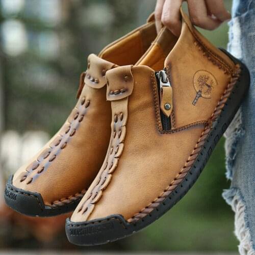 Men male flats shoe man plus size ankle boots matin shoes mens vintage PU leather zapatos de hombres personlizar zapatos M0621