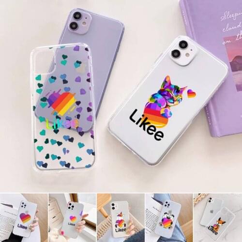 Likee cat bear love heart art Phone Case Transparent for iPhone 11 12 6 7 8 Pro X XS Max XR Plus Silicone Soft TPU Clear coque