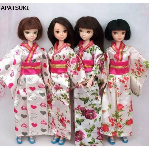 Handmade Fashion Doll Clothes Outfit Traditional Japanese Kimono Dress For Barbie Doll For 1/6 BJD Dolls Cosplay Costume