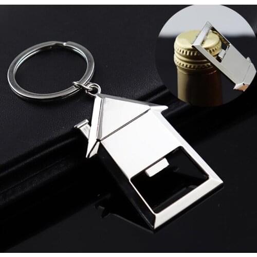 Bottle Opener Creative Beer Bottle House Shaped Opener Easy Open Keychain Keyring Gift For Bar Tools Kitchen Accessories