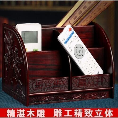 Rosewood remote storage box rosewood handicrafts carved wooden desk shelf real