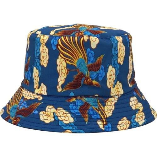 2021 Vintage Cotton Bucket Hat Women Men Floral Butterfly Print Fisherman Hat Spring Summer Outdoor Sun Protection Hat