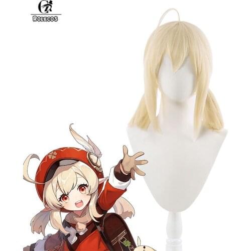 ROLECOS Game Genshin Impact Cosplay Wig Klee Cosplay Wig Women Beige Headwear 40CM Hair Cos Heat Resistant Synthetic Hair