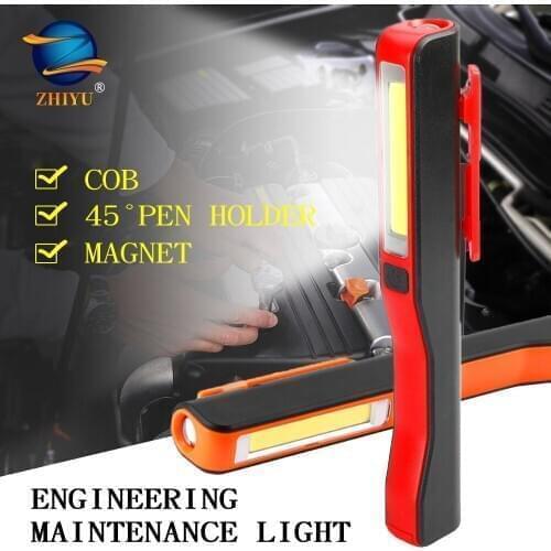 Rechargeable LED Flashlight Handheld Work Light,Portable COB Flood Light/Inspection Lamp,Powered By Aaa Battery or Usb Charging