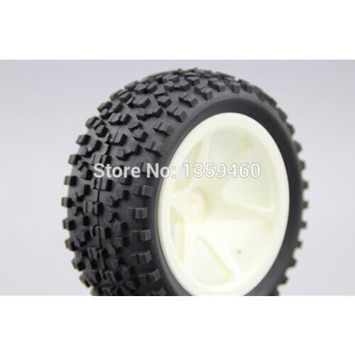 Pre-Glued 4pcs 1/10 Buggy Tires Tyre Walking(Off-Road) 6 spoke White Wheel Rim fits for 1:10 4WD Buggy Car 1/10 Tire