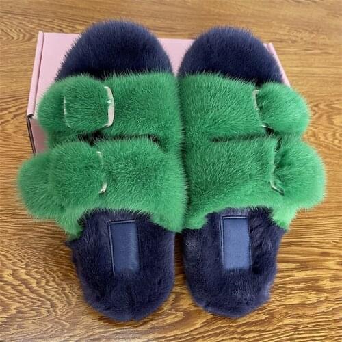 Luxury Shoes ,100% Fur Slipper , Shoe Woman Heel Summer 2021,Real Mink Fur Slippers , Plastic Sandal Woman , Slides