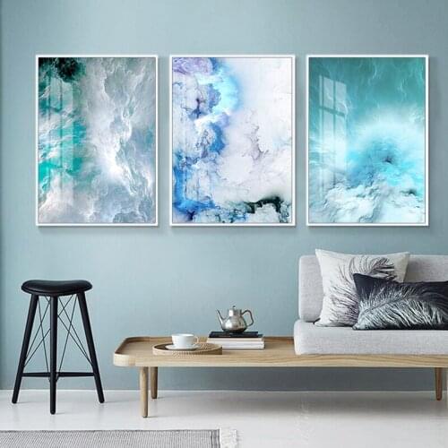Modern Abstract Canvas Poster Blue Marble Wave Wall Art Painting Nordic Posters and Prints Wall Pictures for Living room Decor