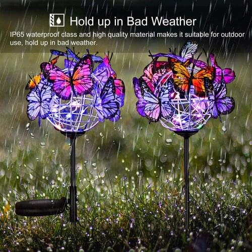 Flashlight Butterfly Backyard Pathway Decoration Durable Auto Light Up Solar Powered Yard Lamp Garden Room Lighting Lawn Decorat
