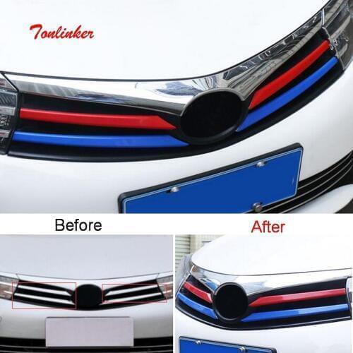 Tonlinker Exterior Front Racing Grills Cover Stickers for Toyota Corolla 2014-17 Car Styling 4 PCS ABS Plastic Cover stickers