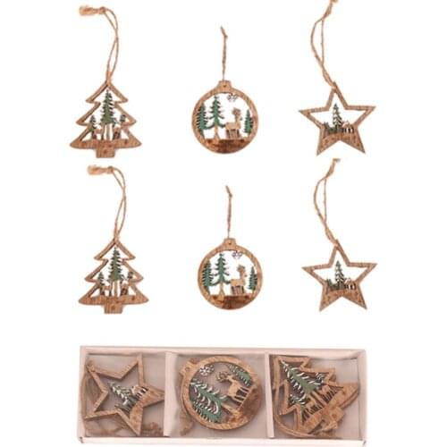 Christmas Tree Decorations Wooden Pendants Xmas Decoration Ornaments Hanging New Year Home Decor Christmas For Home Navidad 2021