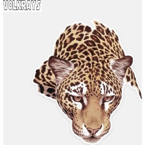 Volkrays Funny Car Sticker A Melancholy Leopard Accessories Reflective Waterproof Cover Scratches Sunscreen PVC Decal,12cm*11cm