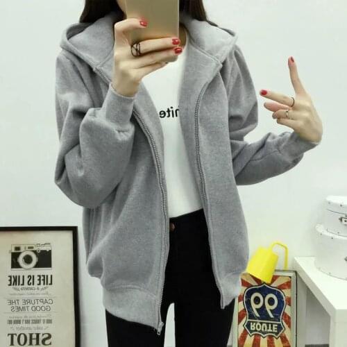 Hoodies Women Fleece Harajuku Streetwear kawaii Oversized Zip up Sweatshirt Clothing Korean style Long Sleeve Tops S-3XL 6241438