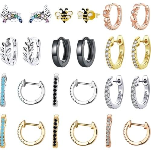 WOSTU Crystal Earrings Luxury 925 Sterling Silver Earrings For Women Earing Zircon Earings Fashion Jewelry Stud Earing Oorbellen