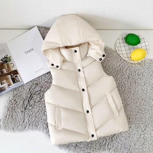 2021 Winter Girls Boys Casual Hooded Thick Warm Vest Baby Kids Children Waistcoat