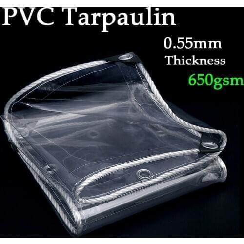 0.55mm Thick Transparent PVC Tarpaulin Rainproof Cloth Balcony Waterproof Shelter Garden Awning Tarp Sails Tent Waterproof Cover