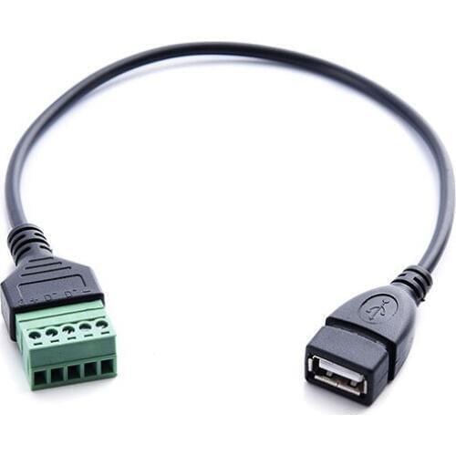 1Pcs 30cm USB female to screw connector USB plug with shield connector USB2.0 Female Jack USB female to screw terminal