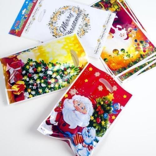 10pcs/lot Candy Gift Bags Wrapping Supplies Disposable Christmas Treat Bags PVC Food Storage bag