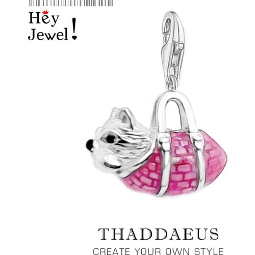 100% 925 Sterling Silver Cute Westie Westy Dog Pet Bag Animal Pendant Charms fit Original Bracelets Necklace DIY Jewelry Gift