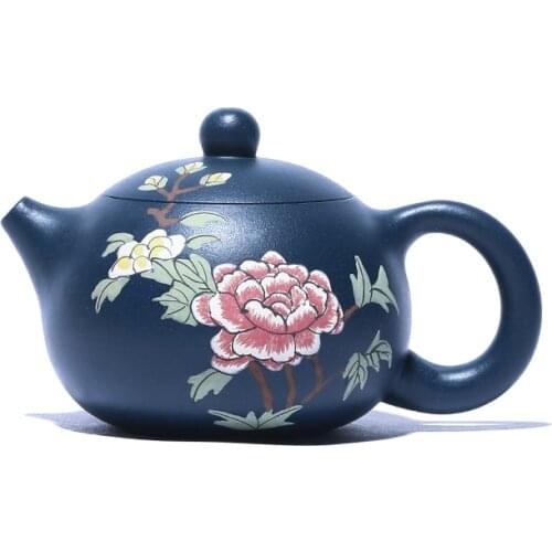 120ML Yixing Purple Clay Teapot Raw Ore Azure Mud Xishi Pot Hand Painted Drinkkware Kung Fu Tea Set Zisha Pots for Birthday Gift