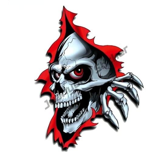 3D Skull and Paw Come Out From The Hole Car Sticker Funny Auto Engine Cover Bumper Window Colorful Fine Decal Decor KK15x9cm