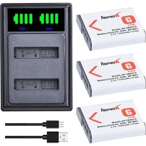 3Pcs NP-BG1 NP BG1 NPBG1 Batteries + LED USB Dual Charger for Sony DSC-N1 DSC-T2 DSC-H9 DSC-H10 DSC-H20 DSC-H50 DSC-H55 DSC-H7