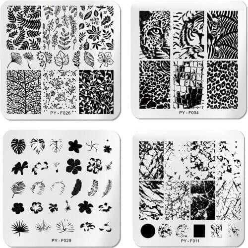 4pcs/lot Flower Animal Nail Stamping Plates Marble Image Stamp Templates Geometric Printing Stencil Tools Nail Art Decoration